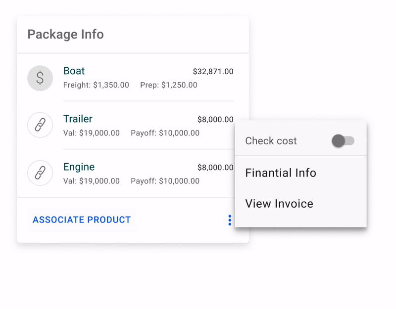 Animation of the option 1 of hide and unhide the cost and margin